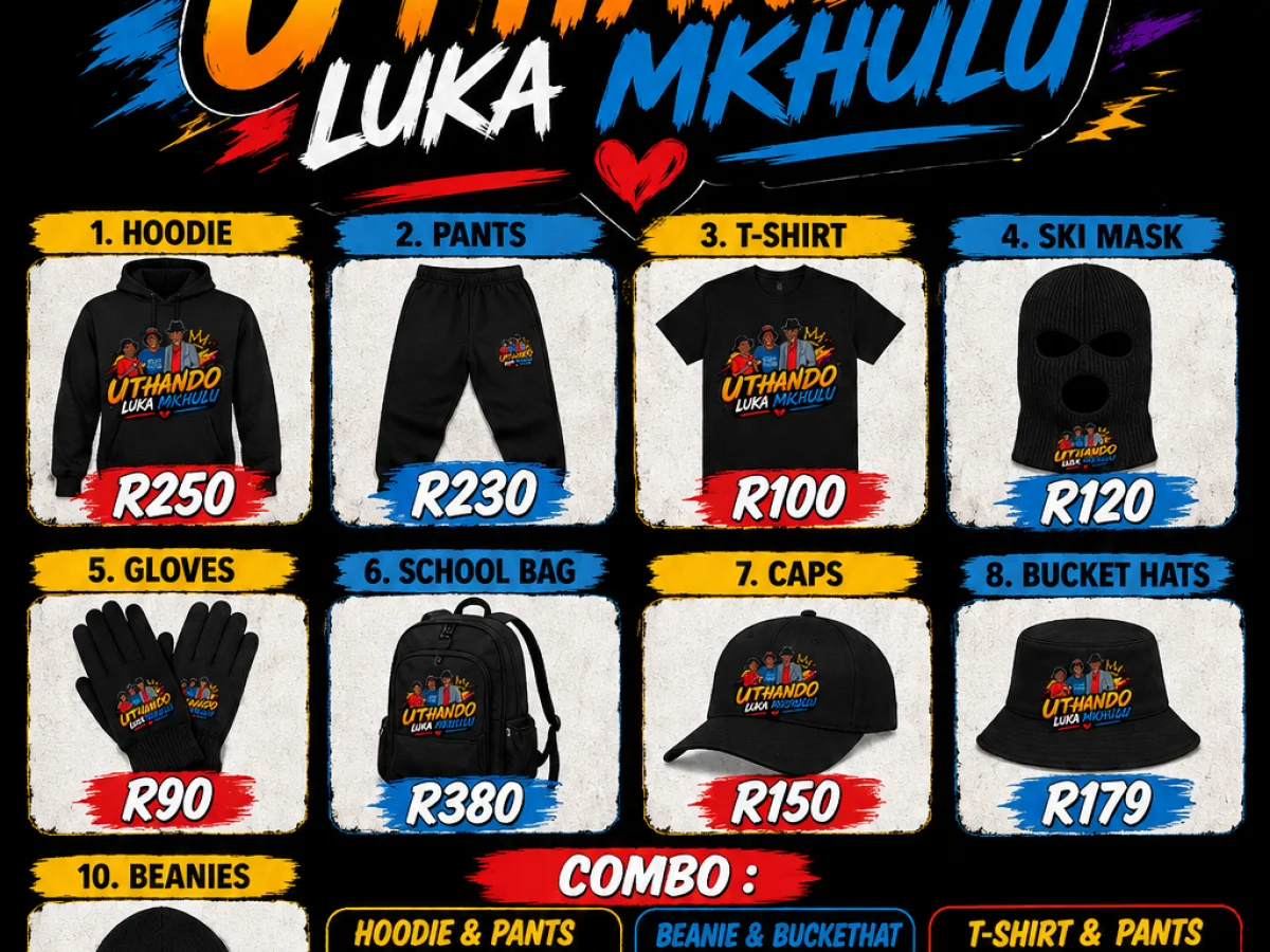 Hoodies, pants, hats, beanies, gloves, ski masks, bags